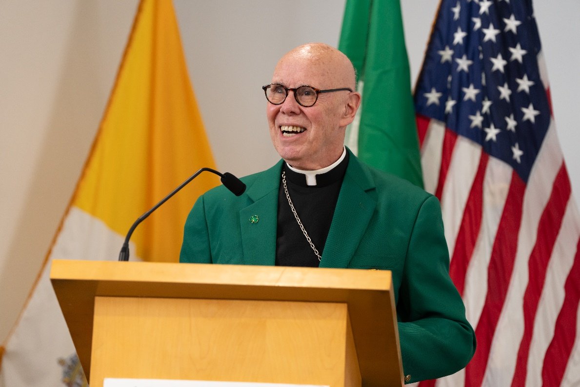 Bishop Gregory J. Studerus, auxiliary bishop emeritus for the Archdiocese of Newark, reflected on his family’s Irish heritage while accepting his award.