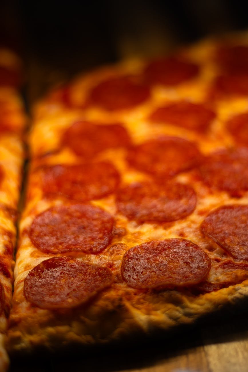 delicious pepperoni pizza slice in toronto pizzeria