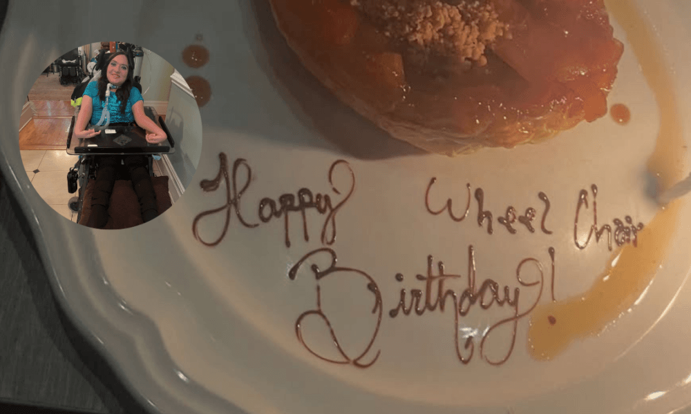 Disabled Woman Happy Birthday on Dessert