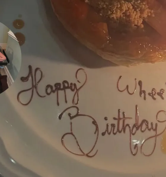 Disabled Woman Happy Birthday on Dessert