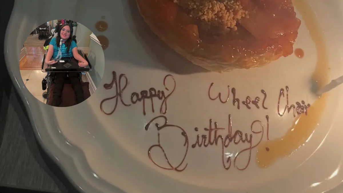 Disabled Woman Happy Birthday on Dessert